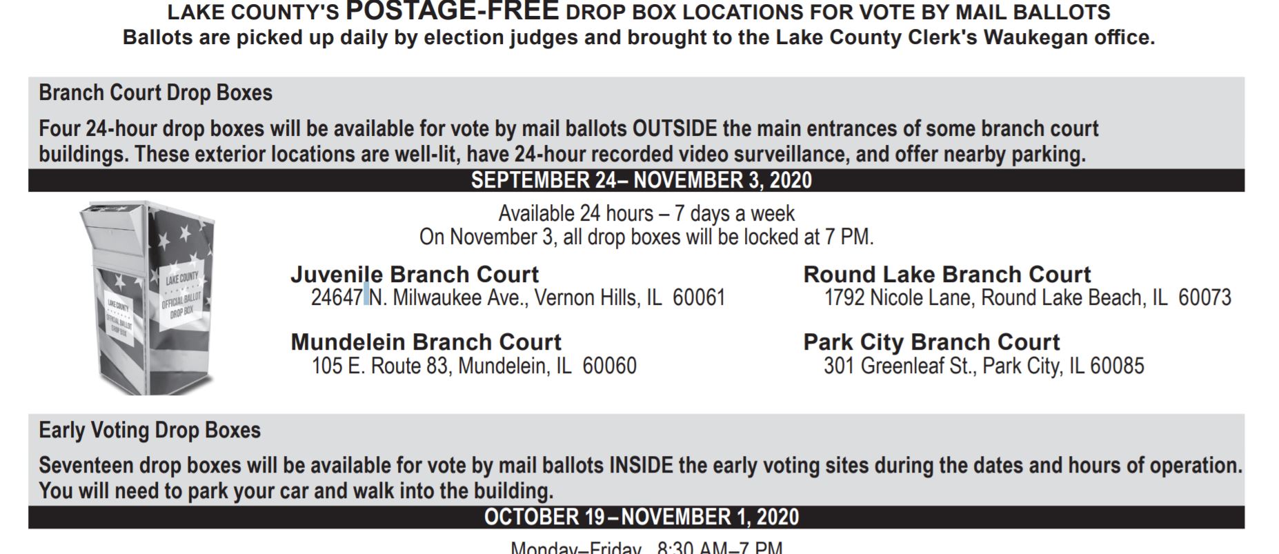 2020 Lake County Election Ballot Drop box locations site_title