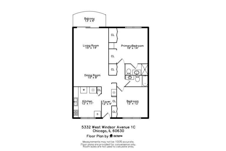 Floor plan for 5332 W Windsor #1C Chicago